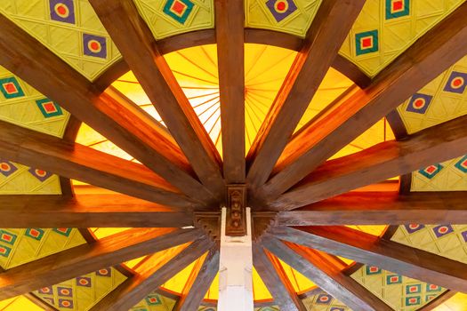 Round eastern ceiling with patterns in the building of the market in Muscat, the capital of Oman.