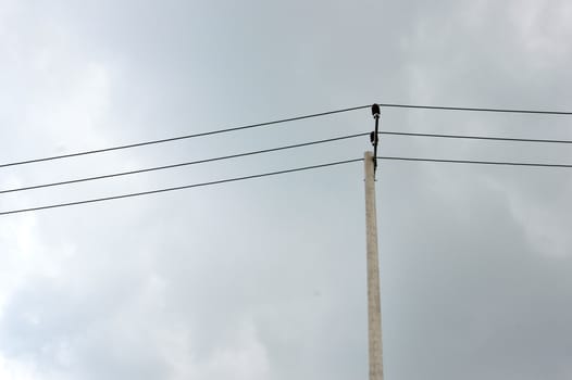 electricity poles against the sky