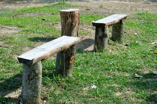 empty wooden bench on the park