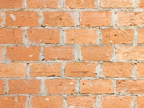 Clay and cement brick wall in horizontal direction, close-up