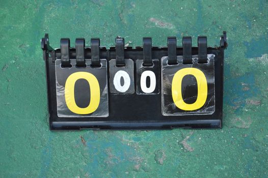 volleyball scoreboard on the cement floor