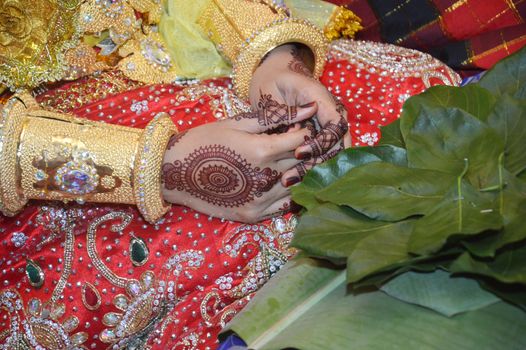 Indonesian's bride was makeup in traditional Bugisnesse bride costume