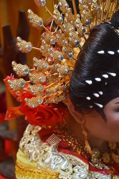 Indonesian's bride was makeup in traditional Bugisnesse bride costume
