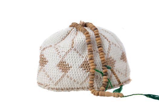 songkok, a traditional hat for male Muslim on white background