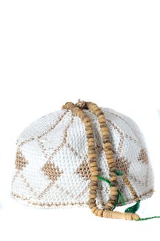 songkok, a traditional hat for male Muslim on white background