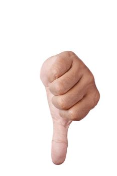 thumbs down on white background