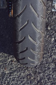 used motorcycle tires on the road