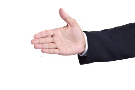businessman hand man willing to shake hands on white background