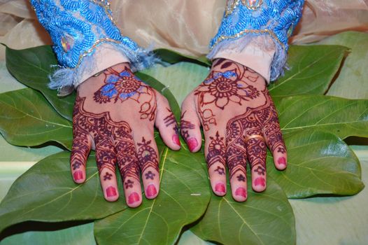 Henna On Hands Of Indonesian Wedding Bride