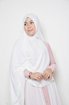 portrait of a beautiful muslim woman wearing a headscarf 