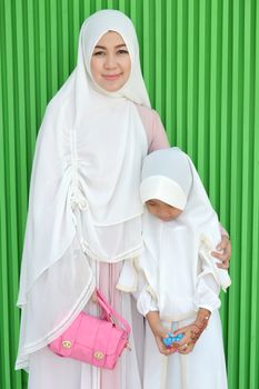 Asian mother and daughter Muslims