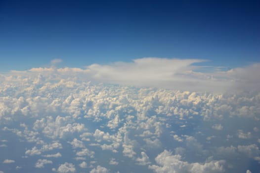 expanse of clouds in the blue sky