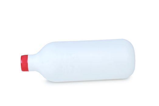 Plastic bottle dishwashing liquid on white background.With Clipping Path.