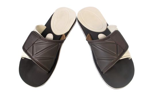 Dark brown sandals on white background.With Clipping Path.