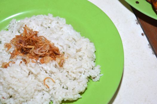 nasi uduk, Indonesian traditional food, which is rice boiled in coconut milk
