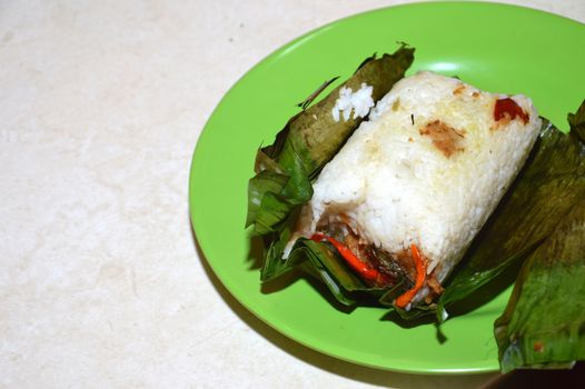 Nasi bakar or roasted rice typical culinary Jakarta