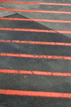 red lines on the asphalt