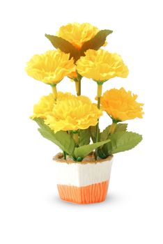 Fake marigold on white background.With Clipping Path.