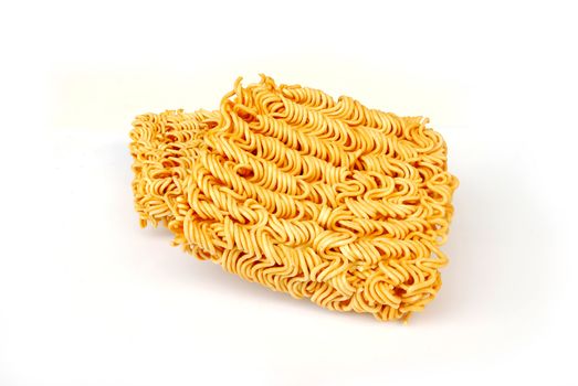 Instant noodles on white background.