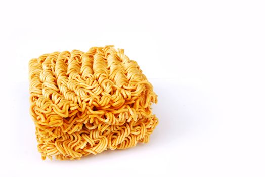 Instant noodles on white background.