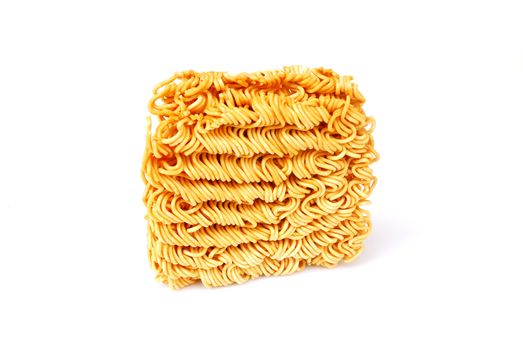 Instant noodles on white background.