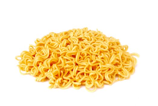 Instant noodles on white background.