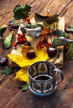 Symbols of autumn, fallen leaves, November