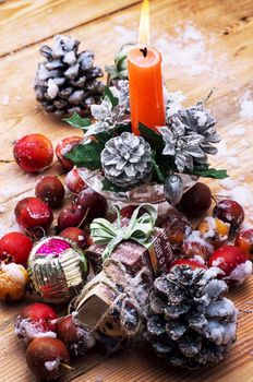 Christmas decorations for the winter holidays. Ornaments trinkets