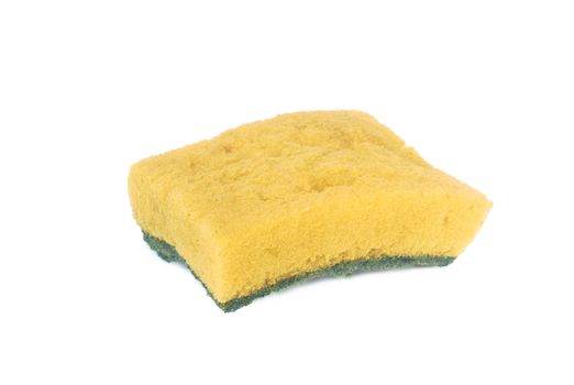 Old yellow sponge on a white background.With Clipping Path.