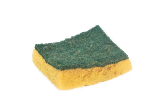 Old yellow sponge on a white background.With Clipping Path.