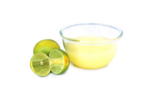 Thai lemon on a white background.Help to cure vomiting Wind, dizziness, drunkenness.With Clipping Path.