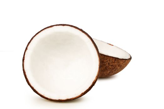 Dried coconut on white background.with clipping path.