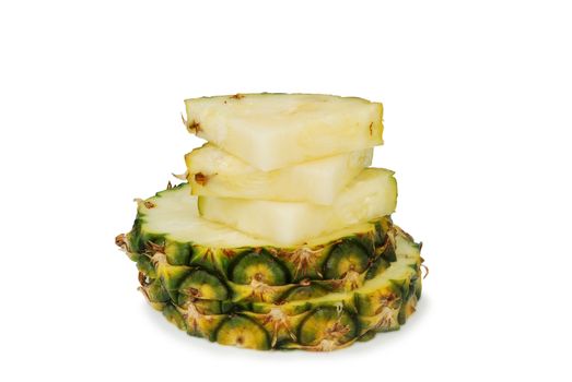 Pineapple turns into pieces.With Clipping Path.