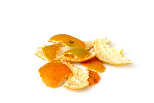 Orange peel on white background.