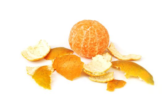 Orange peel on white background.