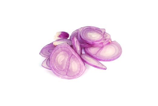 Shallot makes appetite, helps to warm the body.Shallot on white background.With Clipping Path.