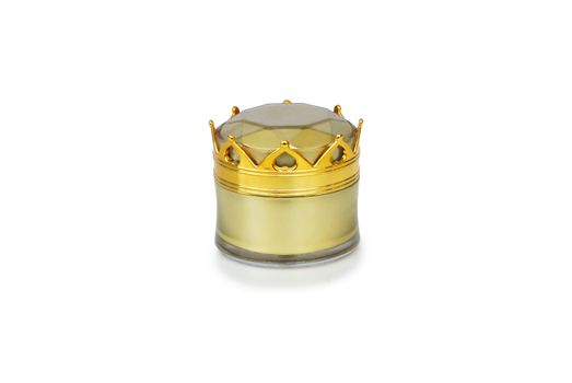 Gold face cream packaging on white background.With Clipping Path.