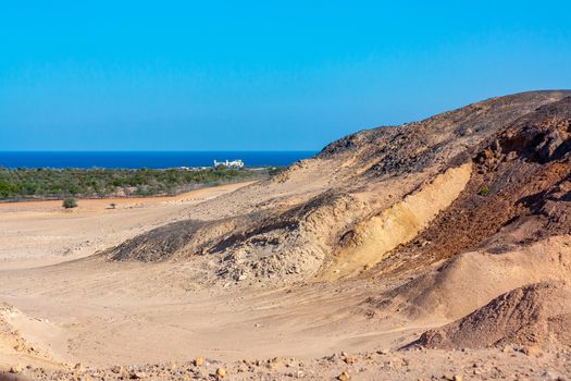 Salt dome in the national park on the island of Sir Bani Yas, Abu Dhabi, United Arab Emirates.