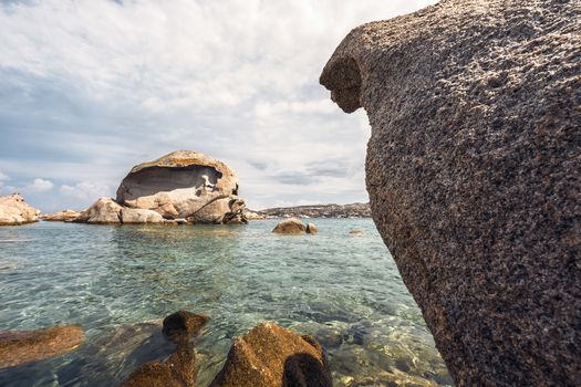 Rocks on the beach of Testa di Polpo in La Maddalena, Sardinia, Italy