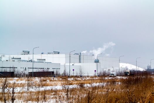 Factory in industrial zone on the outskirts of the city.