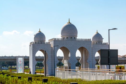 Gate to the Sheikh Zayed Mosque in Abu Dhabi, United Arab Emirates.