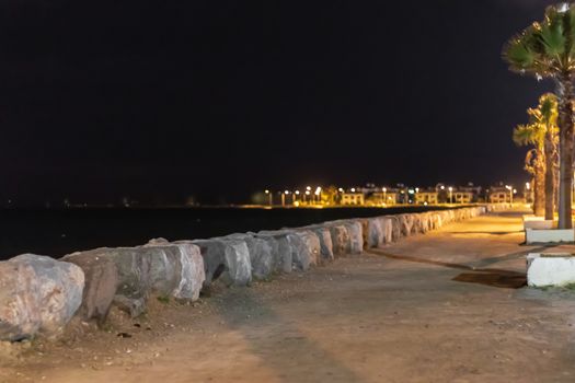 a night shoot from a coastline and sea. photo has taken at izmir/turkey.