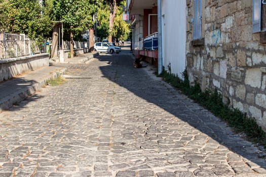 an old stone road from an urban street. photo has taken from izmir/turkey.