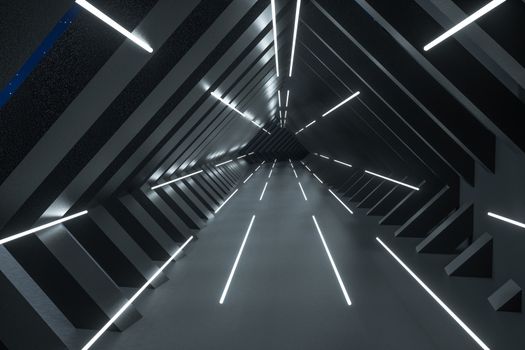 3d rendering, dark creative polygon elements. Computer digital background