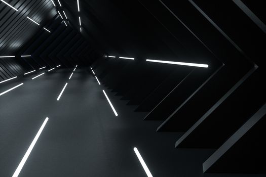 3d rendering, dark creative polygon elements. Computer digital background