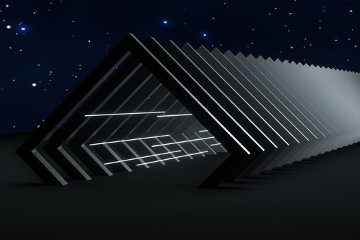 3d rendering, dark creative polygon elements. Computer digital background