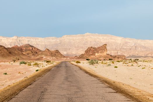 road in timan national park in south israel near eilat