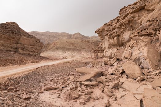 road in timna national park in south israel near eilat