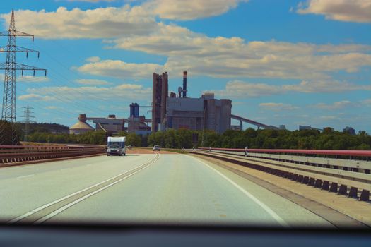 Power station near motorway in Germany