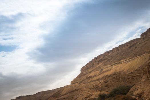 mountains and rocks in the dry negev desert in south of israel